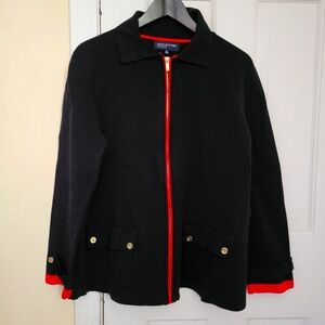 Jones New York Knit Jacket with Red Accents